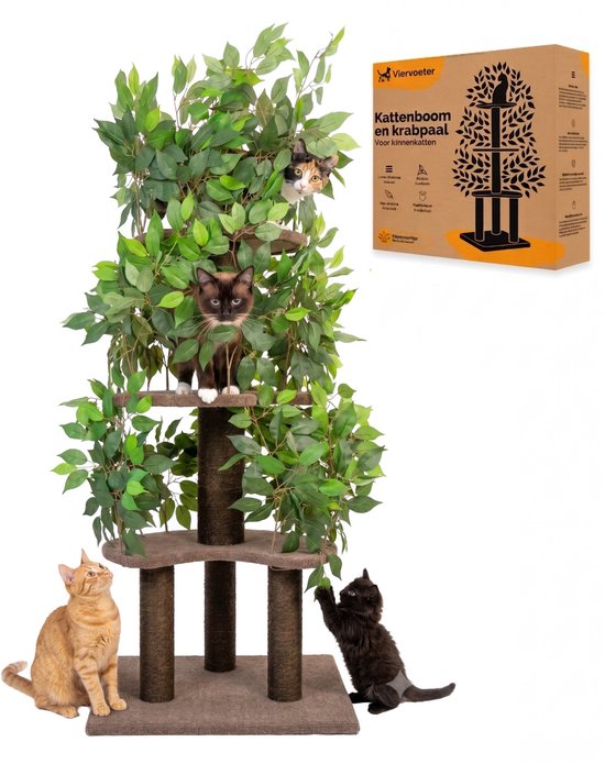 Viervoeter Kattenboom met Bladeren 165x60x60 cm